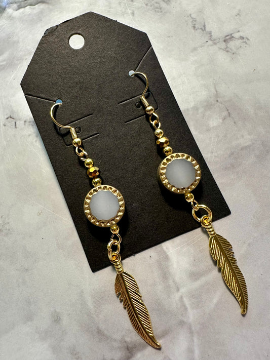 Druzy feather earrings