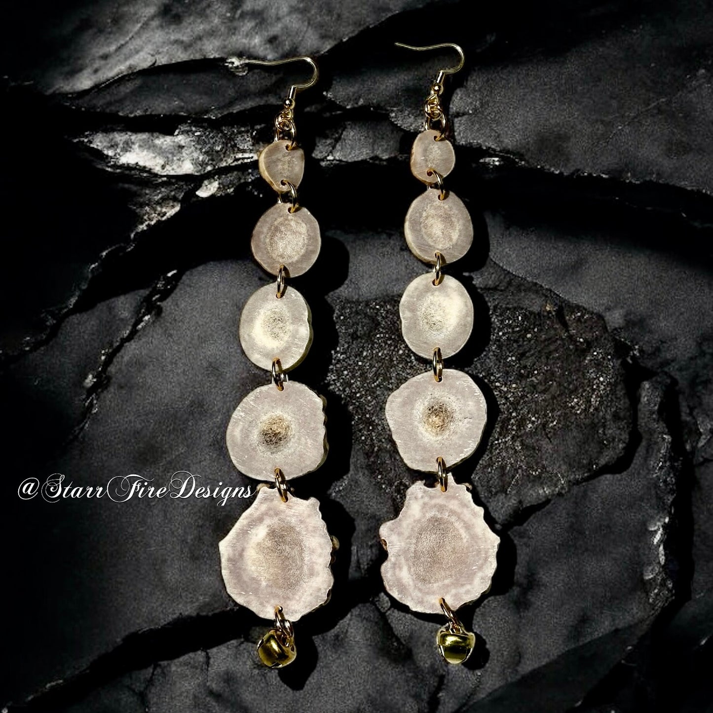 Sliced Deer Antler Earrings - 5 Tier